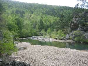 Gravel shoals in the Winding Stair area of the Eagle-Rock Loop.