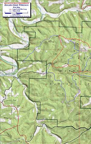 Hercules West topographic trail map at 1:24,000 scale