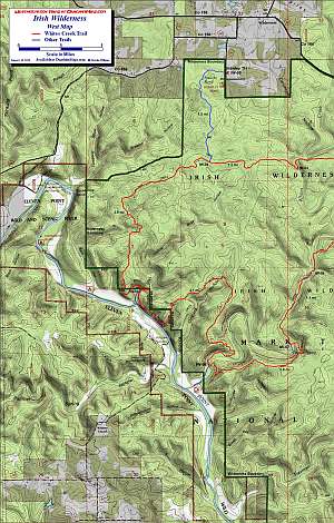 Irish West topographic trail map at 1:24,000 scale