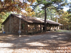 The stone McGee Creek State Park ranger station.